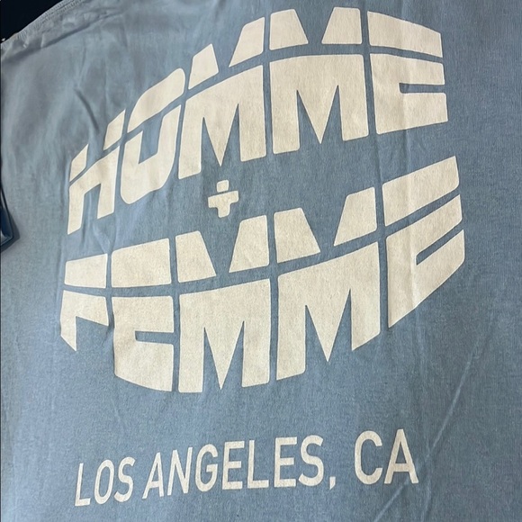 Homme Femme Respect Tee Light Blue and Cream - Picture 8 of 9